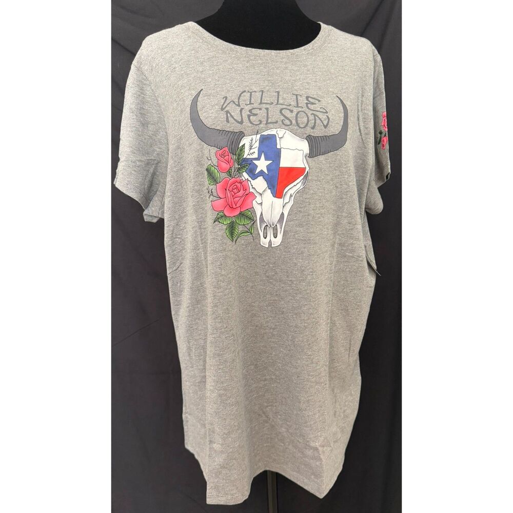 #195 - Torrid Willie Nelson Steer Skull Classic Crew Tee - Gray - Size 1